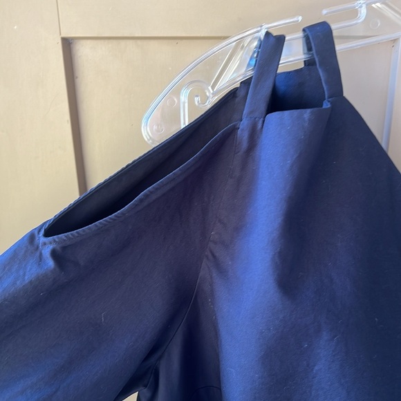 LEWIT Sz 10 Navy 100% Cotton One Shoulder Tunic Mini Dress Evening Cocktail - Picture 9 of 12